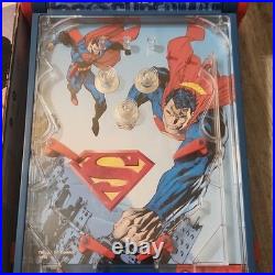 Vintage Superman Tabletop Pinball Machine Saving the World Rare 2004