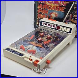 Vintage TOMY Atomic Arcade Tabletop Pinball Game Works with Box 1970s