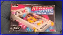 Vtg 1979 Tomy Atomic Arcade Tabletop Pinball Electronic Game with Legs & Box