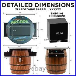 XL Real Wood Wine Barrel Vintage Arcade 2 Player Huge 26 LCD Screen 412 Games